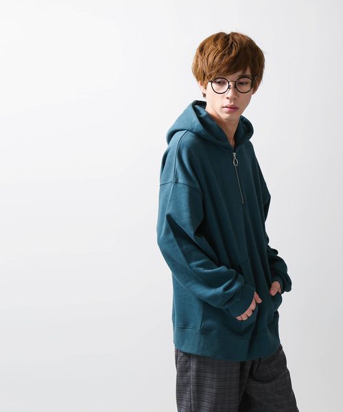 WEGO(ウィゴー)の「WEGO/ハーフジップビッグシルエットプルパーカー(パーカー・メンズ・杢グレー/ホワイト/ダークグリーン/パープル/ブラック・LARGE/MEDIUM/SMALL)」の18枚目の写真