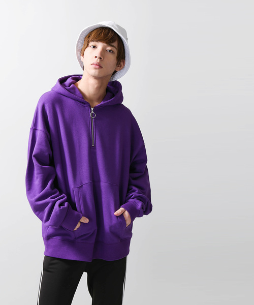 WEGO(ウィゴー)の「WEGO/ハーフジップビッグシルエットプルパーカー(パーカー・メンズ・杢グレー/ホワイト/ダークグリーン/パープル/ブラック・LARGE/MEDIUM/SMALL)」の16枚目の写真