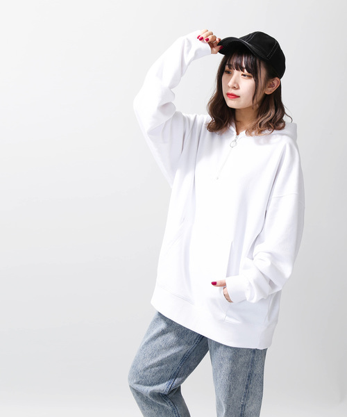 WEGO(ウィゴー)の「WEGO/ハーフジップビッグシルエットプルパーカー(パーカー・メンズ・杢グレー/ホワイト/ダークグリーン/パープル/ブラック・LARGE/MEDIUM/SMALL)」の13枚目の写真