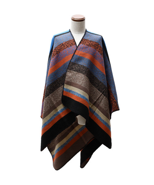 MinoriTY（マイノリティ）の「マルチボーダーケープ（マフラー・メンズ・ブラック/ブラウン・FREE）」の7枚目の写真