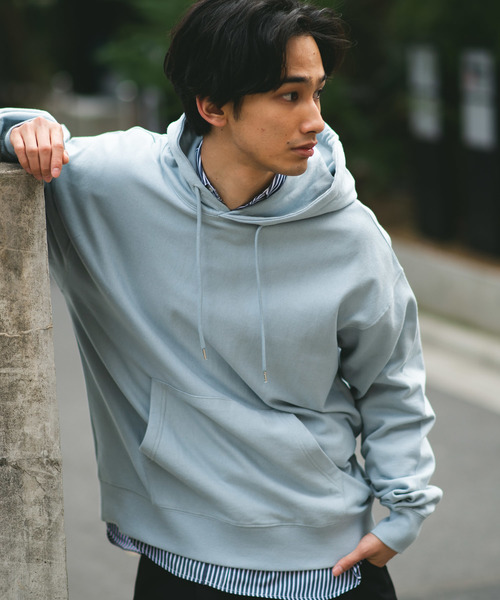 WEGO（ウィゴー）の「WEGO/カラービッグシルエットパーカー（パーカー・メンズ・イエロー/オレンジ/ブラック/サックスブルー/ベージュ/ホワイト/ライトパープル/杢グレー/レッド/ライトピンク・LARGE/MEDIUM/SMALL/X-SMALL）」の6枚目の写真