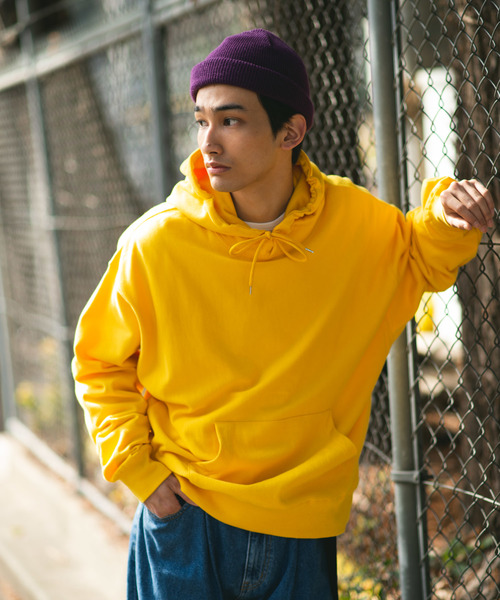 WEGO（ウィゴー）の「WEGO/カラービッグシルエットパーカー（パーカー・メンズ・イエロー/オレンジ/ブラック/サックスブルー/ベージュ/ホワイト/ライトパープル/杢グレー/レッド/ライトピンク・LARGE/MEDIUM/SMALL/X-SMALL）」の11枚目の写真