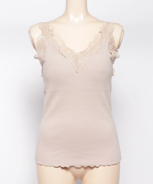 archives（アルシーヴ）の「テレコレースタンク（タンクトップ・レディース・グレー/ブラック/ベージュ/オフホワイト・MEDIUM）」の4枚目の写真