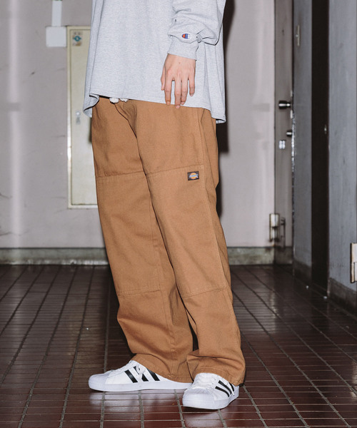 09M193◯ Dickies ブラウンダック Wニー ワイド ペインターパンツ