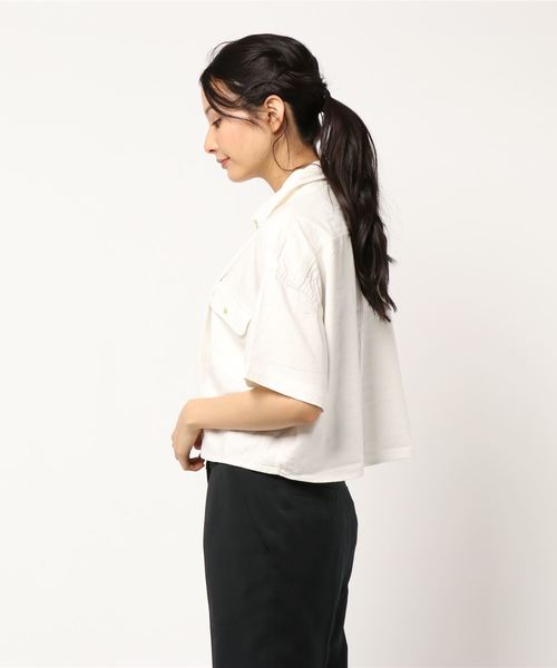 LOWRYS FARM（ローリーズファーム）の「リネンショートシャツＳＳ　833664（シャツ/ブラウス・レディース・ベージュ/オフホワイト/レッド・FREE）」の8枚目の写真