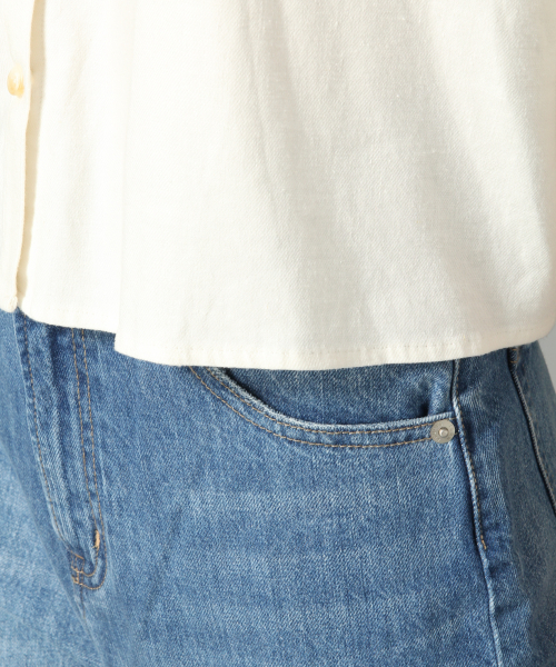 LOWRYS FARM（ローリーズファーム）の「リネンショートシャツＳＳ　833664（シャツ/ブラウス・レディース・ベージュ/オフホワイト/レッド・FREE）」の6枚目の写真