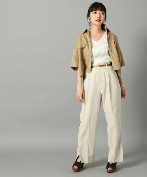 LOWRYS FARM（ローリーズファーム）の「リネンショートシャツＳＳ　833664（シャツ/ブラウス・レディース・ベージュ/オフホワイト/レッド・FREE）」の11枚目の写真