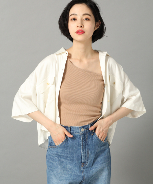 LOWRYS FARM（ローリーズファーム）の「リネンショートシャツＳＳ　833664（シャツ/ブラウス・レディース・ベージュ/オフホワイト/レッド・FREE）」の14枚目の写真