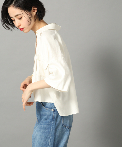 LOWRYS FARM（ローリーズファーム）の「リネンショートシャツＳＳ　833664（シャツ/ブラウス・レディース・ベージュ/オフホワイト/レッド・FREE）」の18枚目の写真