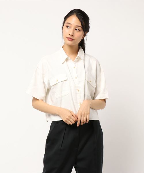 LOWRYS FARM（ローリーズファーム）の「リネンショートシャツＳＳ　833664（シャツ/ブラウス・レディース・ベージュ/オフホワイト/レッド・FREE）」の16枚目の写真