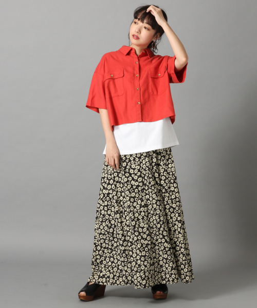 LOWRYS FARM（ローリーズファーム）の「リネンショートシャツＳＳ　833664（シャツ/ブラウス・レディース・ベージュ/オフホワイト/レッド・FREE）」の19枚目の写真