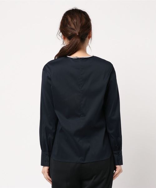 La TOTALITE（ラトータリテ）の「クルーパールブラウス【手洗い可能】◆（シャツ/ブラウス・レディース・ネイビー/サックスブルー・FREE）」の4枚目の写真