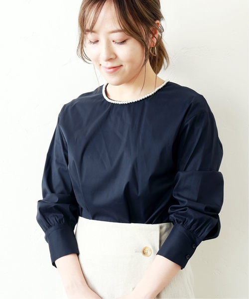 La TOTALITE（ラトータリテ）の「クルーパールブラウス【手洗い可能】◆（シャツ/ブラウス・レディース・ネイビー/サックスブルー・FREE）」の2枚目の写真