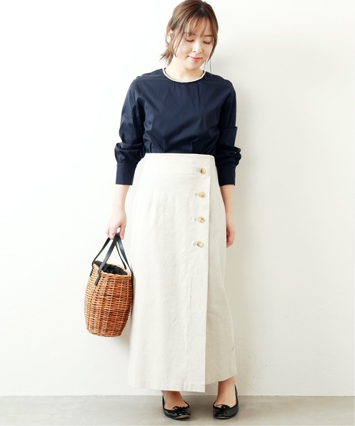 La TOTALITE（ラトータリテ）の「クルーパールブラウス【手洗い可能】◆（シャツ/ブラウス・レディース・ネイビー/サックスブルー・FREE）」の5枚目の写真