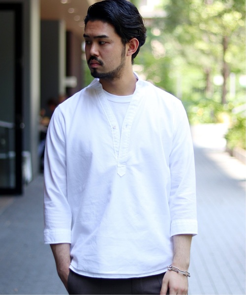 EDIFICE（エディフィス）の「カラミ 7分袖 プルオーバー カッタウェイ シャツ（シャツ/ブラウス・メンズ・カーキ/ホワイト/ネイビー/ブルー系その他・MEDIUM/SMALL/LARGE/X-LARGE）」の2枚目の写真