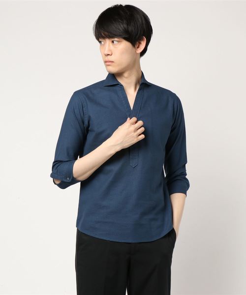 EDIFICE（エディフィス）の「カラミ 7分袖 プルオーバー カッタウェイ シャツ（シャツ/ブラウス・メンズ・カーキ/ホワイト/ネイビー/ブルー系その他・MEDIUM/SMALL/LARGE/X-LARGE）」の8枚目の写真
