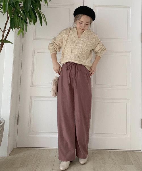 Cheek(チーク)の「ベルテッド2タックパンツ(その他パンツ・レディース・キャメル/チャコールグレー/ピンク・MEDIUM)」の8枚目の写真