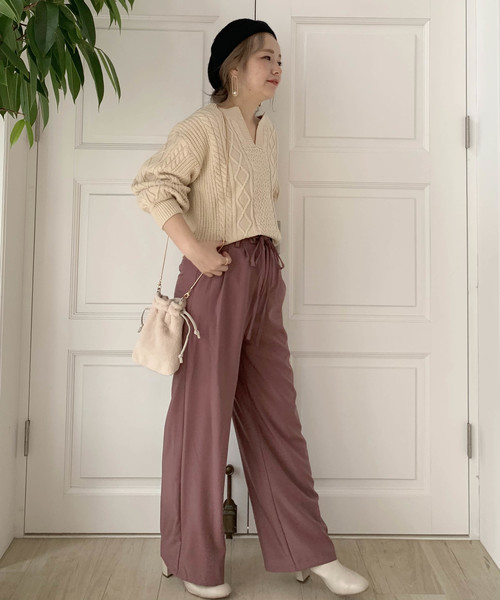 Cheek(チーク)の「ベルテッド2タックパンツ(その他パンツ・レディース・キャメル/チャコールグレー/ピンク・MEDIUM)」の9枚目の写真