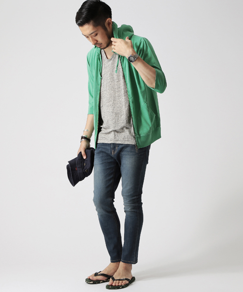 BEAMS（ビームス）の「○BEAMS / コットンリネン ZIP パーカー 6/10（パーカー・メンズ・ブルー/レッド/グリーン・LARGE/MEDIUM/SMALL）」の8枚目の写真