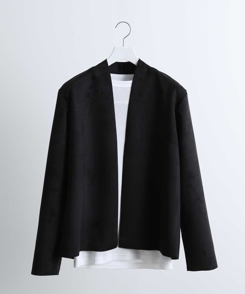 ADAM ET ROPE'（アダムエロペ）の「スウエードダンボール トッパーカーディガン（カーディガン/ボレロ・メンズ・グレー系その他/ブラック・L/M）」の2枚目の写真