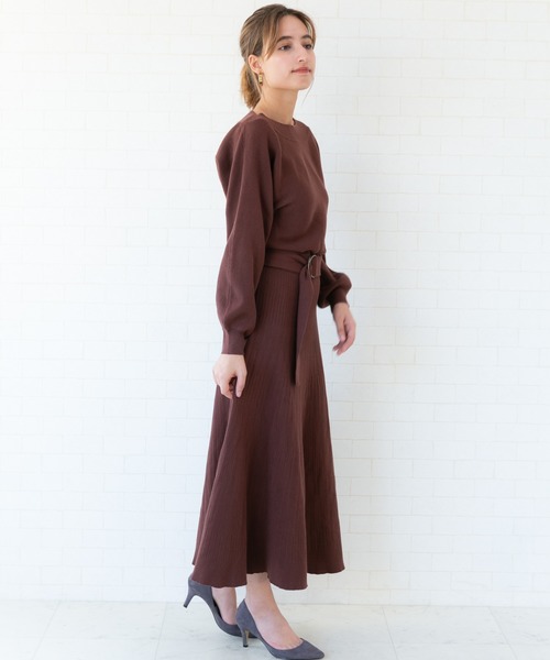 Jewelobe(ジュエローブ)の「ドルマンニットプリーツライクワンピース(ワンピース・レディース・ネイビー/ブラウン/グリーン/ボルドー・FREE)」の19枚目の写真