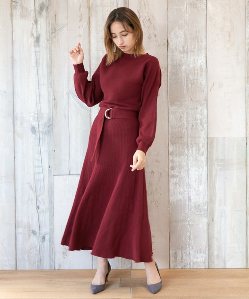 Jewelobe(ジュエローブ)の「ドルマンニットプリーツライクワンピース(ワンピース・レディース・ネイビー/ブラウン/グリーン/ボルドー・FREE)」の7枚目の写真