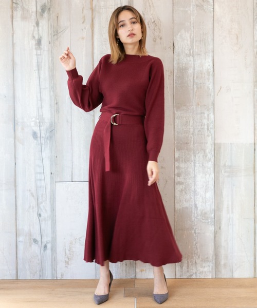 Jewelobe(ジュエローブ)の「ドルマンニットプリーツライクワンピース(ワンピース・レディース・ネイビー/ブラウン/グリーン/ボルドー・FREE)」の8枚目の写真