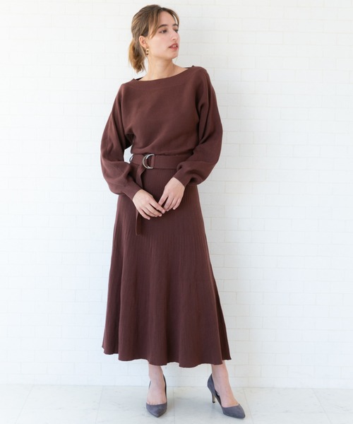 Jewelobe(ジュエローブ)の「ドルマンニットプリーツライクワンピース(ワンピース・レディース・ネイビー/ブラウン/グリーン/ボルドー・FREE)」の21枚目の写真