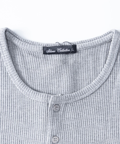 ワッフル ヘンリーネック ロングTシャツ（Tシャツ/カットソー