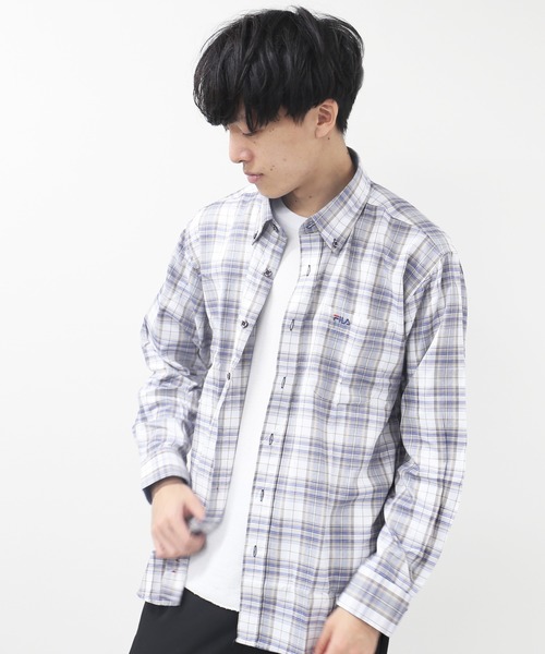 FILA(フィラ)の「【FILA/フィラ】ツイルチェックBDシャツ(シャツ/ブラウス・メンズ・ベージュ/ブルー/サックスブルー/ホワイト・LL/M/L)」の1枚目の写真