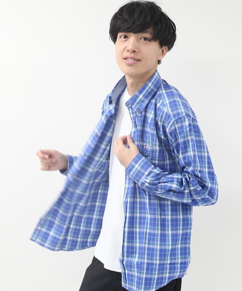 FILA(フィラ)の「【FILA/フィラ】ツイルチェックBDシャツ(シャツ/ブラウス・メンズ・ベージュ/ブルー/サックスブルー/ホワイト・LL/M/L)」の4枚目の写真