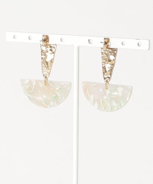 tone(トーン)の「【HOLLY GRANT PATTERN】メタルポストとアクリルピアス(ピアス(両耳用)・レディース・ベージュ/ブラウン・FREE)」の3枚目の写真