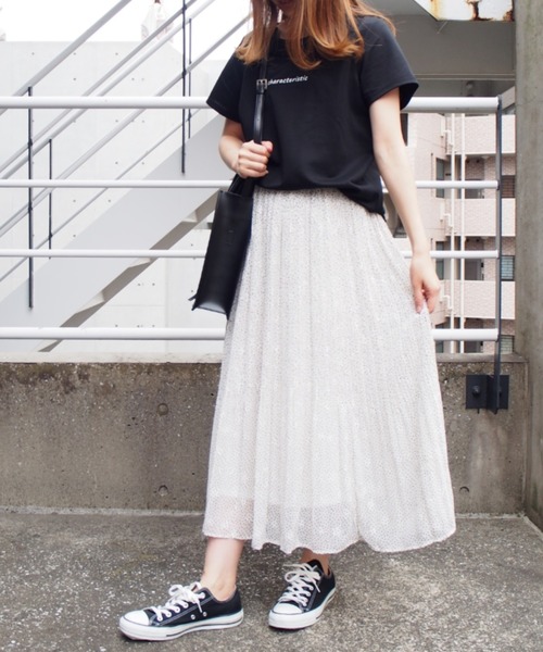 INTERPLANET（インタープラネット）の「シフォンスタープリントスカート（スカート・レディース・オフホワイト/ブラック/ベージュ・FREE）」の6枚目の写真