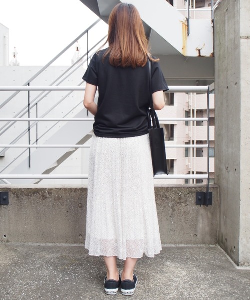 INTERPLANET（インタープラネット）の「シフォンスタープリントスカート（スカート・レディース・オフホワイト/ブラック/ベージュ・FREE）」の8枚目の写真