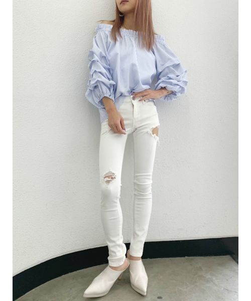 GYDA(ジェイダ)の「SIDE RIPPEDカラースキニーパンツ(その他パンツ・レディース・ブラック/オフホワイト/カーキ・SMALL/MEDIUM/X-SMALL/XX-SMALL)」の14枚目の写真