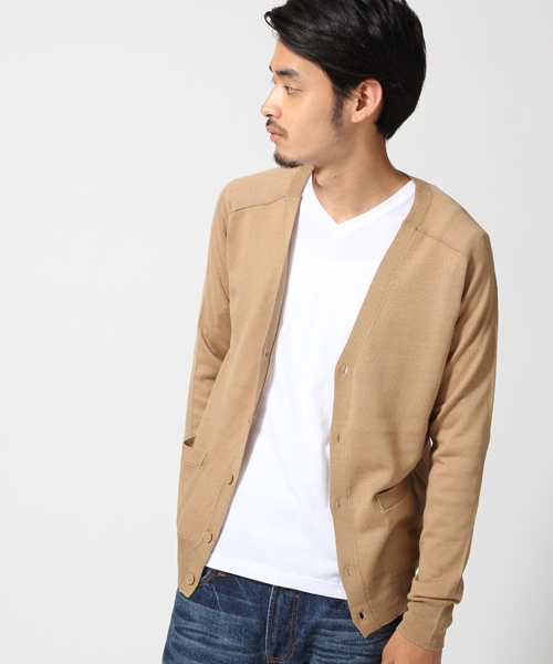 GLOBAL WORK(グローバルワーク)の「【高品質ビエラヤーン使用】ハイゲージニットVカーデ/546650(カーディガン/ボレロ・メンズ・ブルー/ブラック/グレー/ベージュ・SMALL/LARGE/X-LARGE/MEDIUM)」の1枚目の写真