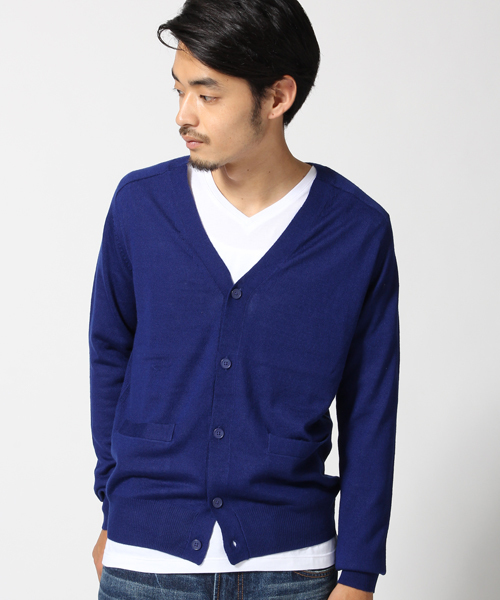 GLOBAL WORK(グローバルワーク)の「【高品質ビエラヤーン使用】ハイゲージニットVカーデ/546650(カーディガン/ボレロ・メンズ・ブルー/ブラック/グレー/ベージュ・SMALL/LARGE/X-LARGE/MEDIUM)」の4枚目の写真