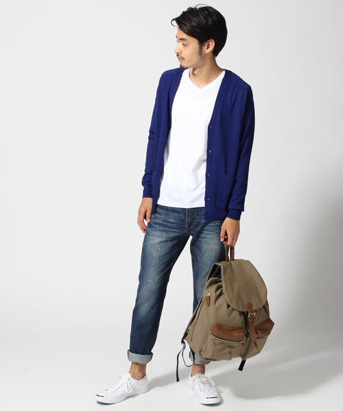 GLOBAL WORK(グローバルワーク)の「【高品質ビエラヤーン使用】ハイゲージニットVカーデ/546650(カーディガン/ボレロ・メンズ・ブルー/ブラック/グレー/ベージュ・SMALL/LARGE/X-LARGE/MEDIUM)」の10枚目の写真