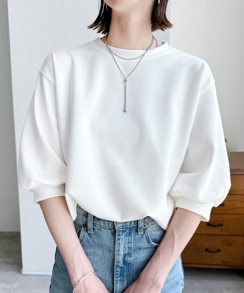 reca(レカ)の「ボリューム袖カットソー(Tシャツ/カットソー・レディース・ピンク/オフホワイト/ベージュ/ブラック/モカ/イエロー/ライラック/レモンイエロー・FREE)」の19枚目の写真