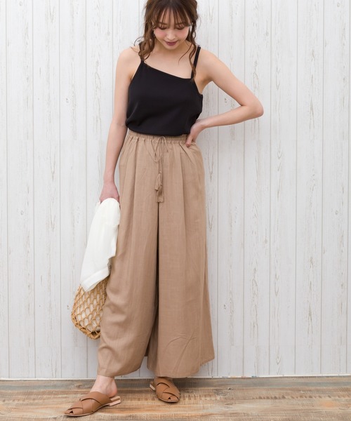 SpRay（スプレイ）の「レーヨン麻ワイドパンツ（その他パンツ・レディース・カーキ/ライトベージュ/ベージュ・FREE）」の14枚目の写真