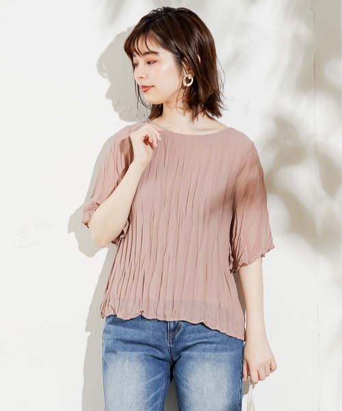 natural couture（ナチュラルクチュール）の「【WEB限定カラー有り】2WAYクリンクル加工ブラウス（シャツ/ブラウス・レディース・アイボリー/ブラック/グリーン/ブルー/ピンクベージュ・FREE）」の5枚目の写真