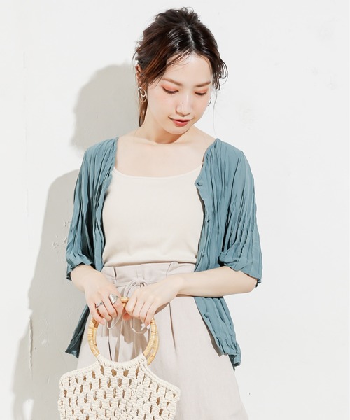 natural couture(ナチュラルクチュール)の「【WEB限定カラー有り】2WAYクリンクル加工ブラウス(シャツ/ブラウス)」|グリーン