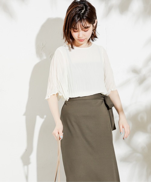 natural couture（ナチュラルクチュール）の「【WEB限定カラー有り】2WAYクリンクル加工ブラウス（シャツ/ブラウス・レディース・アイボリー/ブラック/グリーン/ブルー/ピンクベージュ・FREE）」の2枚目の写真