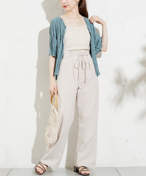 natural couture（ナチュラルクチュール）の「【WEB限定カラー有り】2WAYクリンクル加工ブラウス（シャツ/ブラウス・レディース・アイボリー/ブラック/グリーン/ブルー/ピンクベージュ・FREE）」の9枚目の写真