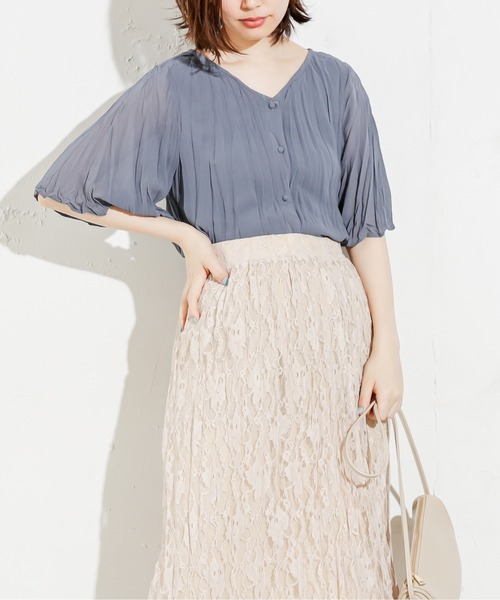 natural couture（ナチュラルクチュール）の「【WEB限定カラー有り】2WAYクリンクル加工ブラウス（シャツ/ブラウス・レディース・アイボリー/ブラック/グリーン/ブルー/ピンクベージュ・FREE）」の13枚目の写真