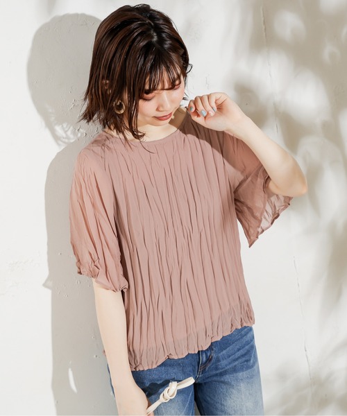 natural couture（ナチュラルクチュール）の「【WEB限定カラー有り】2WAYクリンクル加工ブラウス（シャツ/ブラウス・レディース・アイボリー/ブラック/グリーン/ブルー/ピンクベージュ・FREE）」の10枚目の写真