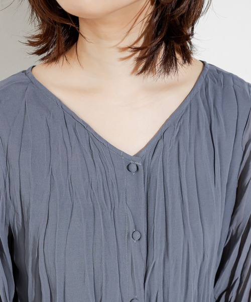 natural couture（ナチュラルクチュール）の「【WEB限定カラー有り】2WAYクリンクル加工ブラウス（シャツ/ブラウス・レディース・アイボリー/ブラック/グリーン/ブルー/ピンクベージュ・FREE）」の14枚目の写真