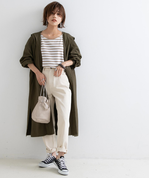 Newlyme（ニューリーミー）の「オーバーサイズボーダーロンＴ【R】（Tシャツ/カットソー・レディース・ブラック/ベージュ・MEDIUM）」の7枚目の写真