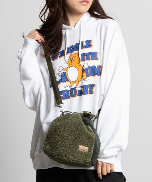 Dickies（ディッキーズ）の「WEGO/Dickies ボア巾着ショルダーバッグ（ショルダーバッグ・レディース・オフホワイト/ダークグリーン/ブラウン・FREE）」の3枚目の写真