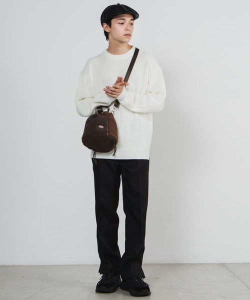 Dickies（ディッキーズ）の「WEGO/Dickies ボア巾着ショルダーバッグ（ショルダーバッグ・レディース・オフホワイト/ダークグリーン/ブラウン・FREE）」の9枚目の写真